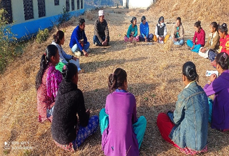 NWDF Discussed on the child marriage and social evils at adolescent group, ward no.1 Kanda with ward chairperson and social mobilizer.
